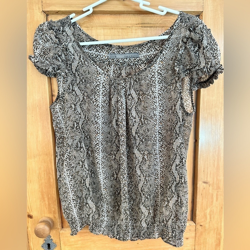 Zara Snakeskin Sheer Shirt Mob Wife Clubwear City Size Medium